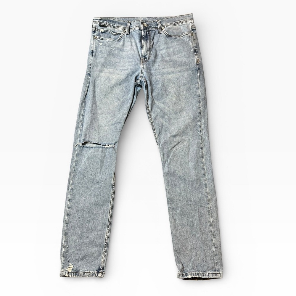 BDG Urban Outfitters Mens Light Wash Distressed Skinny Stretch Jeans Size 32x30